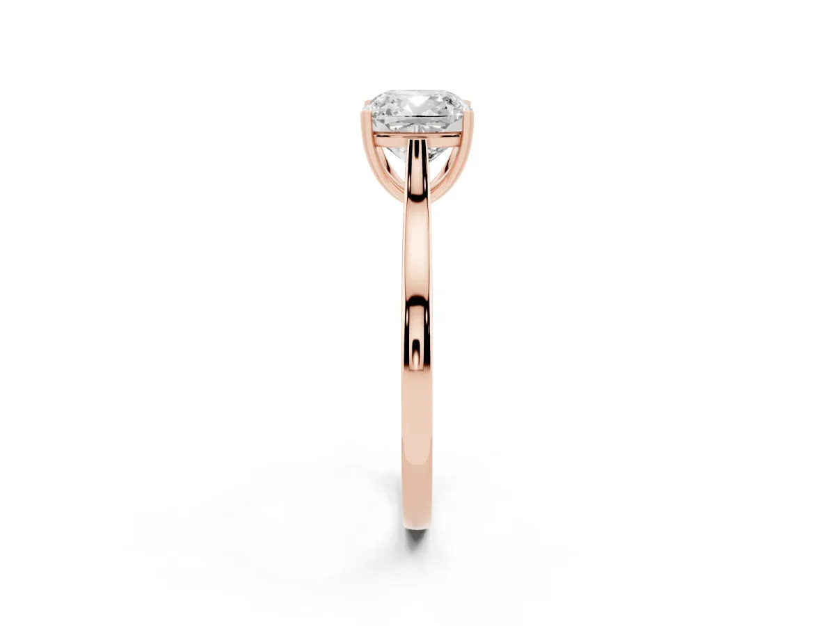 Cushion Cut Solitaire Heart Prong Engagement Ring with Tapered Band Rose gold