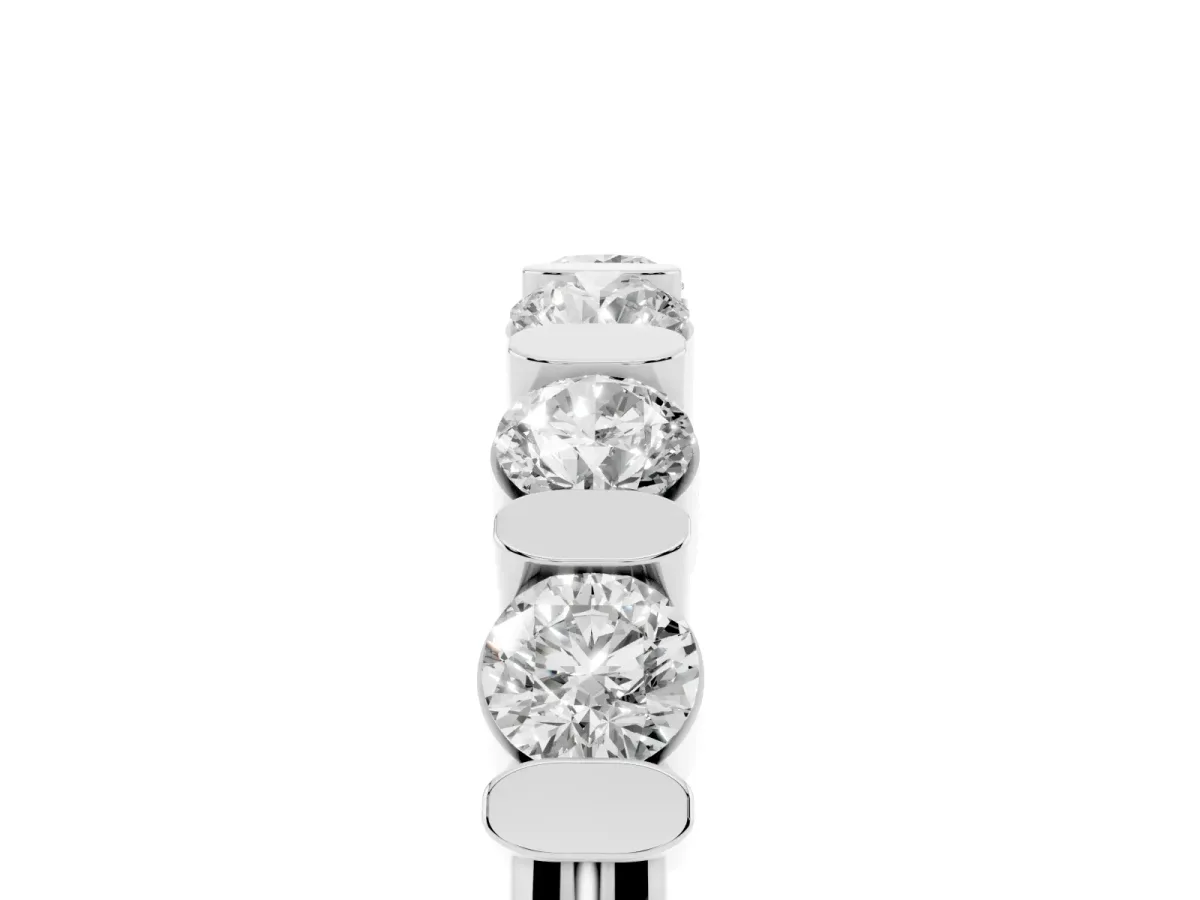 Channel Set Round Diamond Half Eternity Band Silver