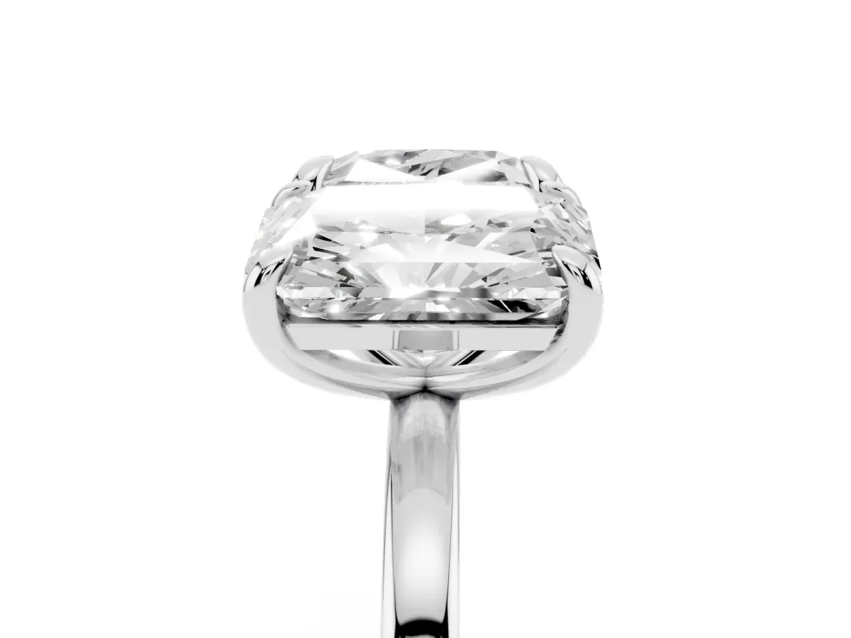 Cushion and Radiant Toi Moi Ring with Prong Setting and Plain Band Silver