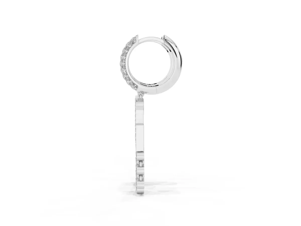 Round Diamond Initial G Huggie Hoop Earrings Platinum