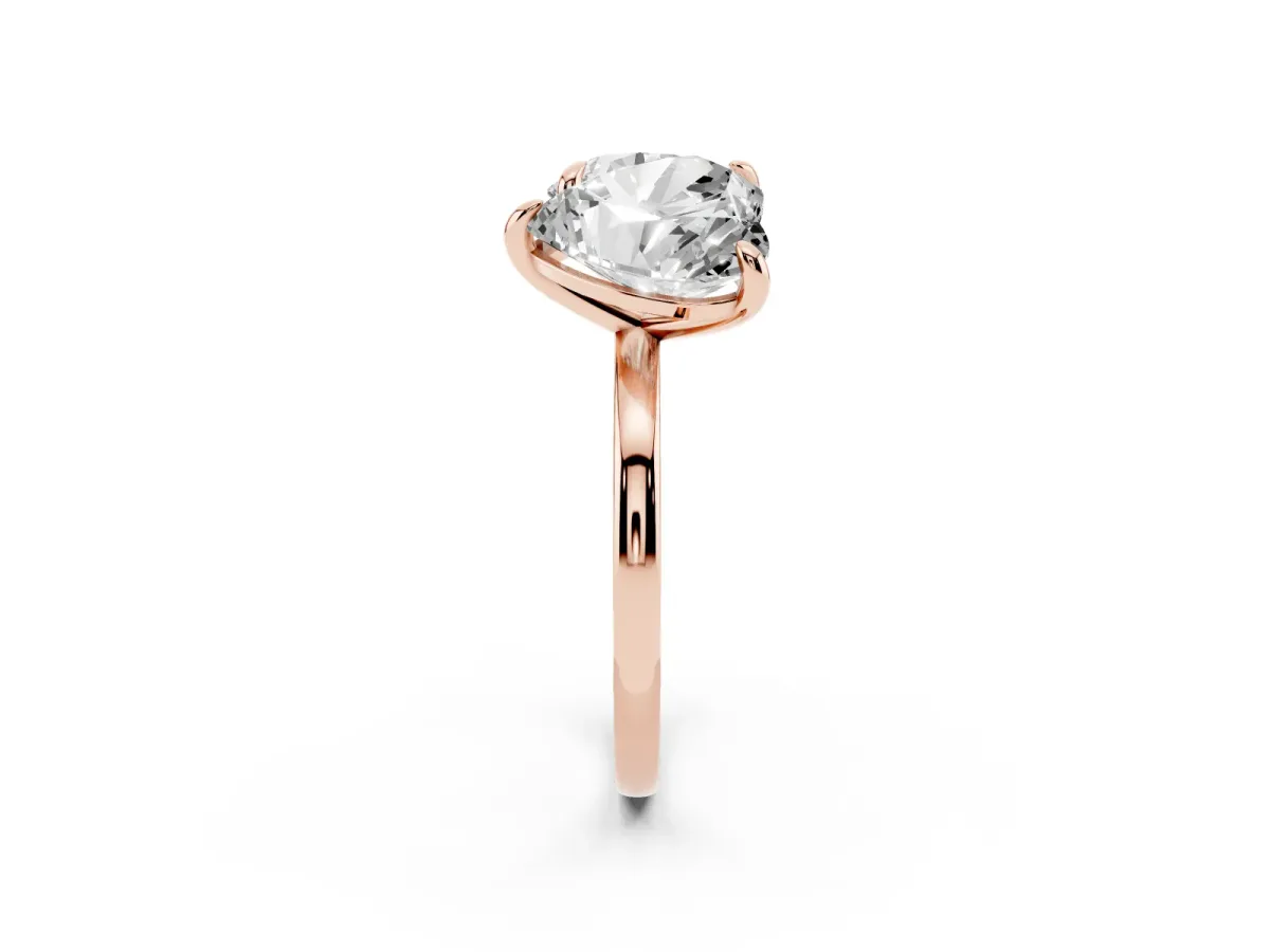 Round and Heart Toi Moi Ring with Prong Setting and Plain Band Rose gold