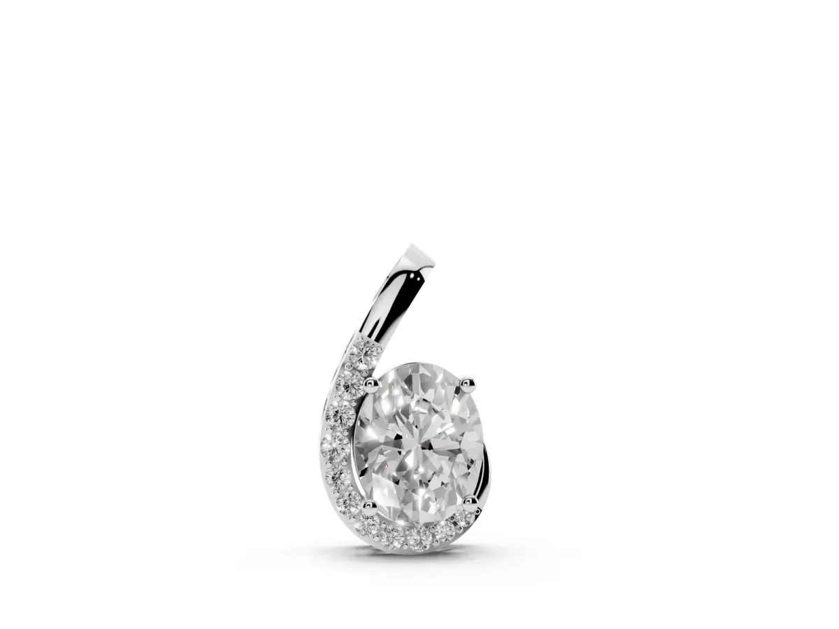 Round Diamond Swirl Pendant with Prong Setting White gold