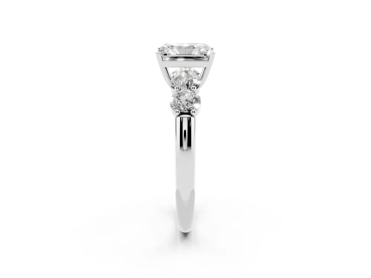 Radiant Cut Cut Five-Stone Prong Set Diamond Ring with Classic Band Platinum