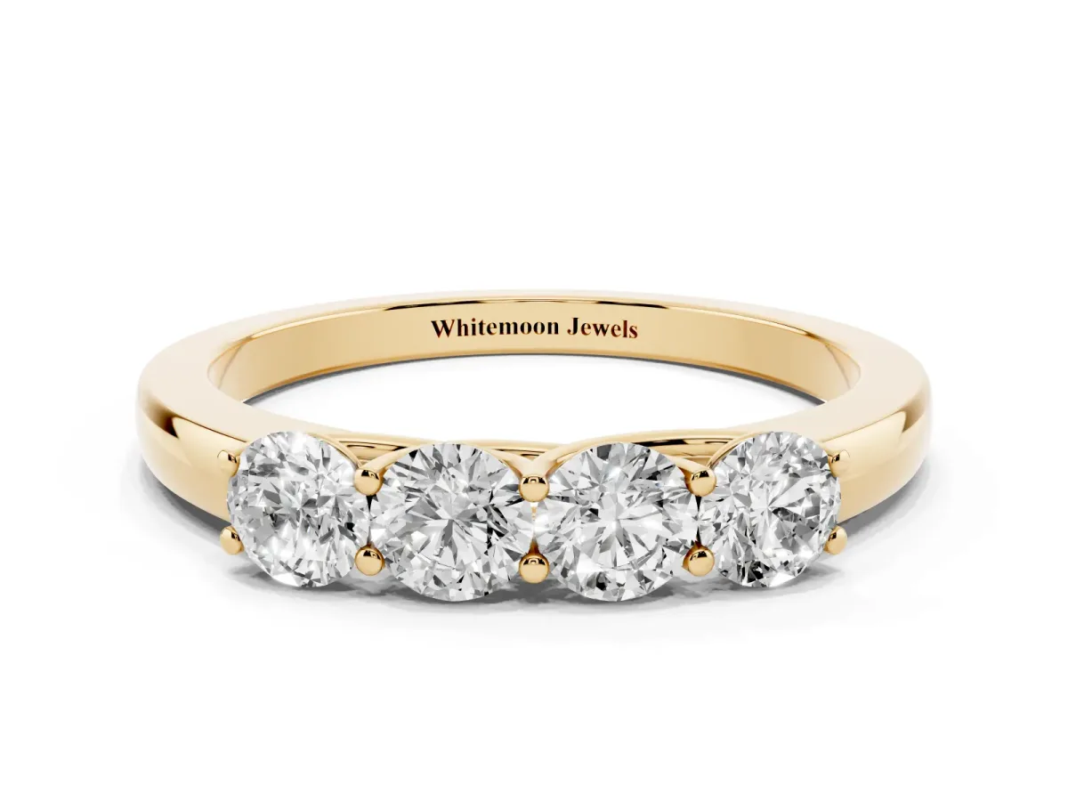 Four-Stone Round Diamond Prong-Set Band Yellow gold