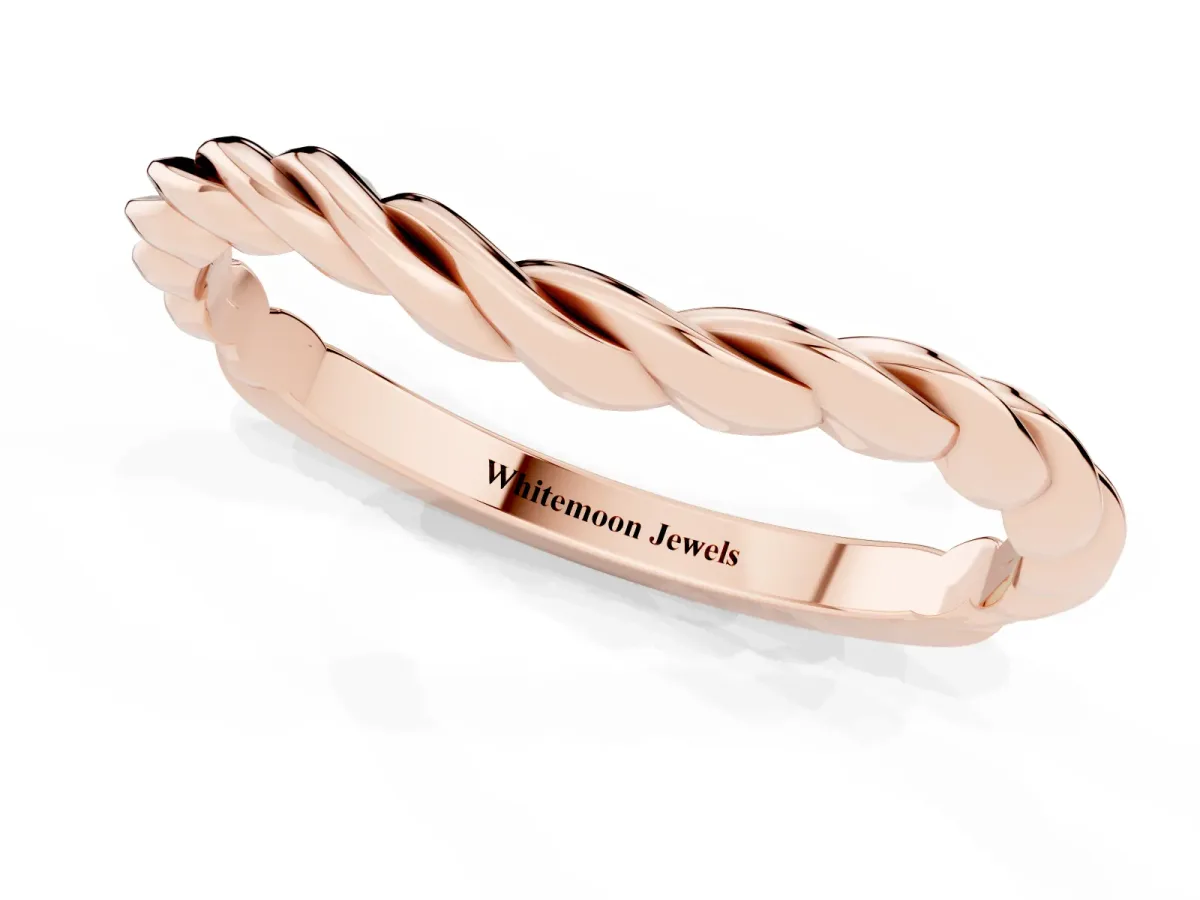 Marquise Diamond Twist Eternity Band with Bezel Setting Rose gold