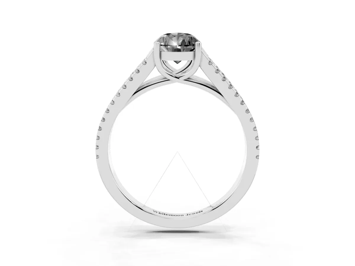Fancy Black Pear Cut Diamond Solitaire Engagement Ring with Split Shank Pavé Band Platinum