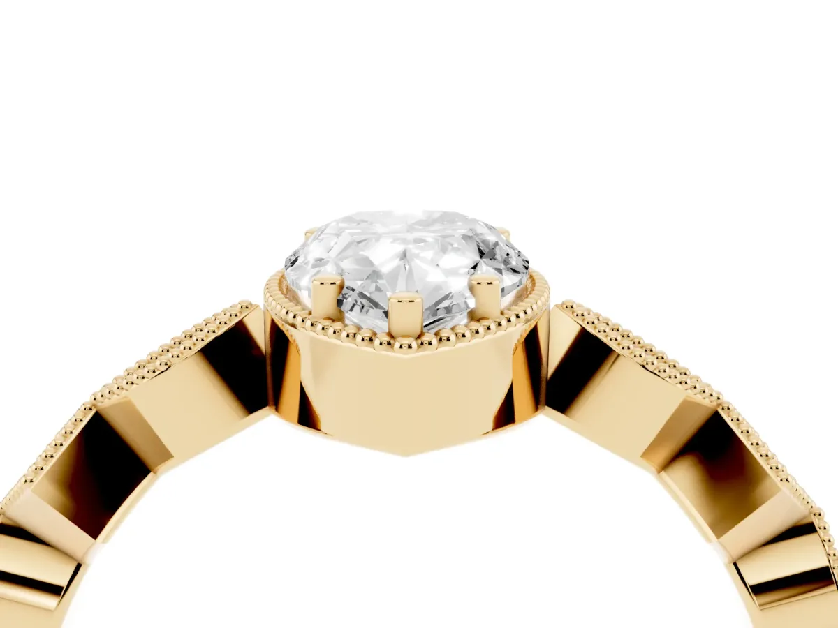 Pear Cut Milgrain Marquise Diamond Twist Band Ring Yellow gold