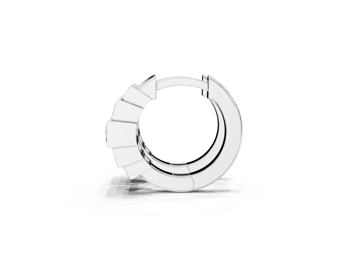 Baguette Cut Diamond Graduated Channel Set Hoop Earrings Platinum