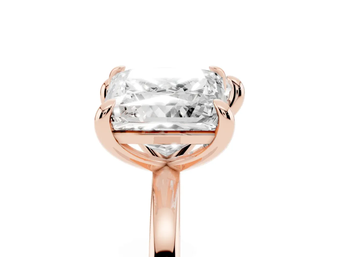 Heart and Princess Toi Moi Ring with Prong Setting and Plain Band Rose gold