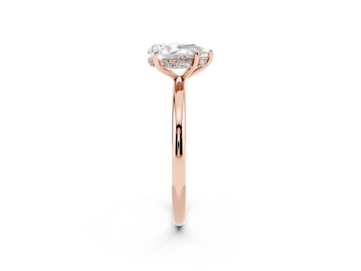 Pear Cut Solitaire Diamond Ring with a Classic Band and Four-Prong Setting Rose gold