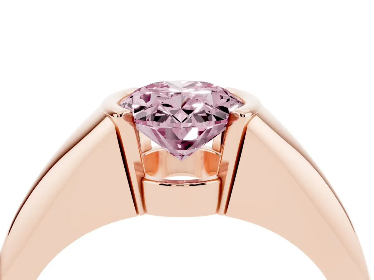 Fancy Pink Oval Cut Solitaire Tension Set Diamond Ring Rose gold