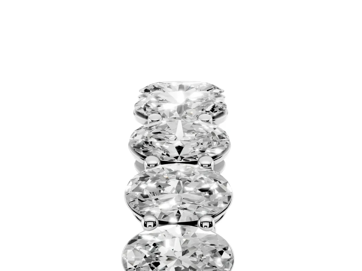 Oval Cut Diamond Eternity Band with Shared Prong Setting Silver