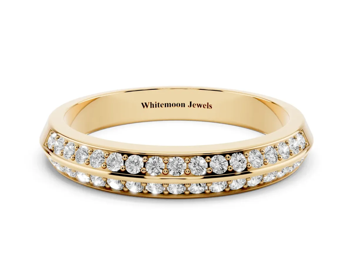 Double Row Round Diamond Channel Set Eternity Band Yellow gold