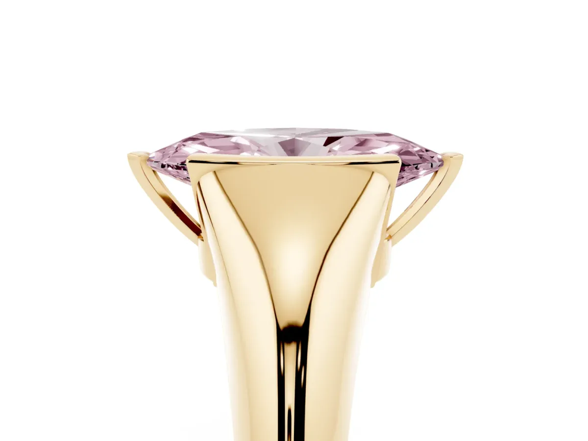 Fancy Pink Marquise Cut Solitaire Tension Set Diamond Ring Yellow gold