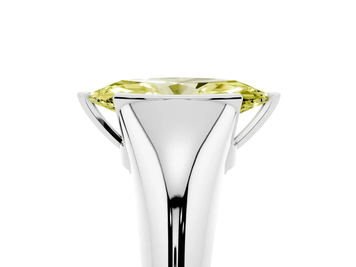 Fancy Yellow Marquise Cut Solitaire Tension Set Diamond Ring White gold