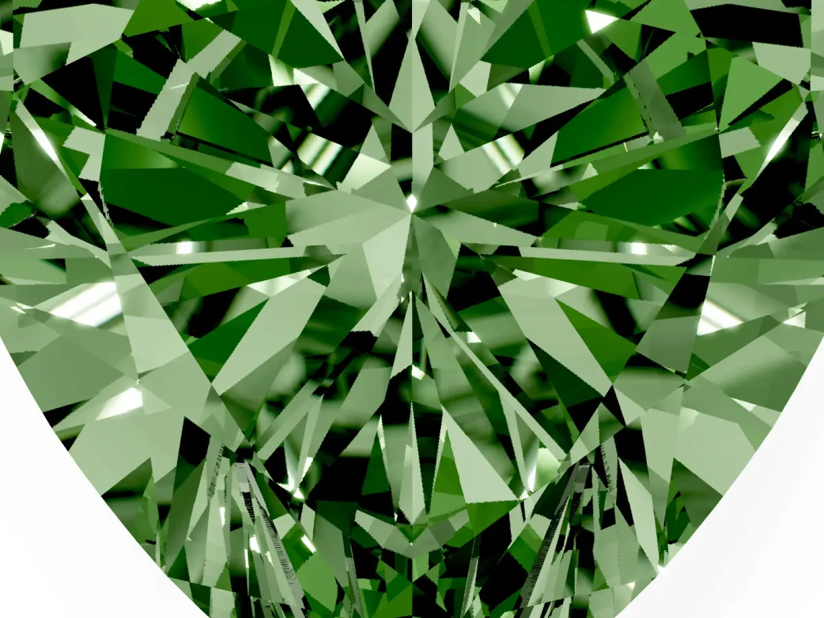 Fancy Green Heart Cut Diamond Ring with Marquise Side Stones and Prong Setting Yellow gold