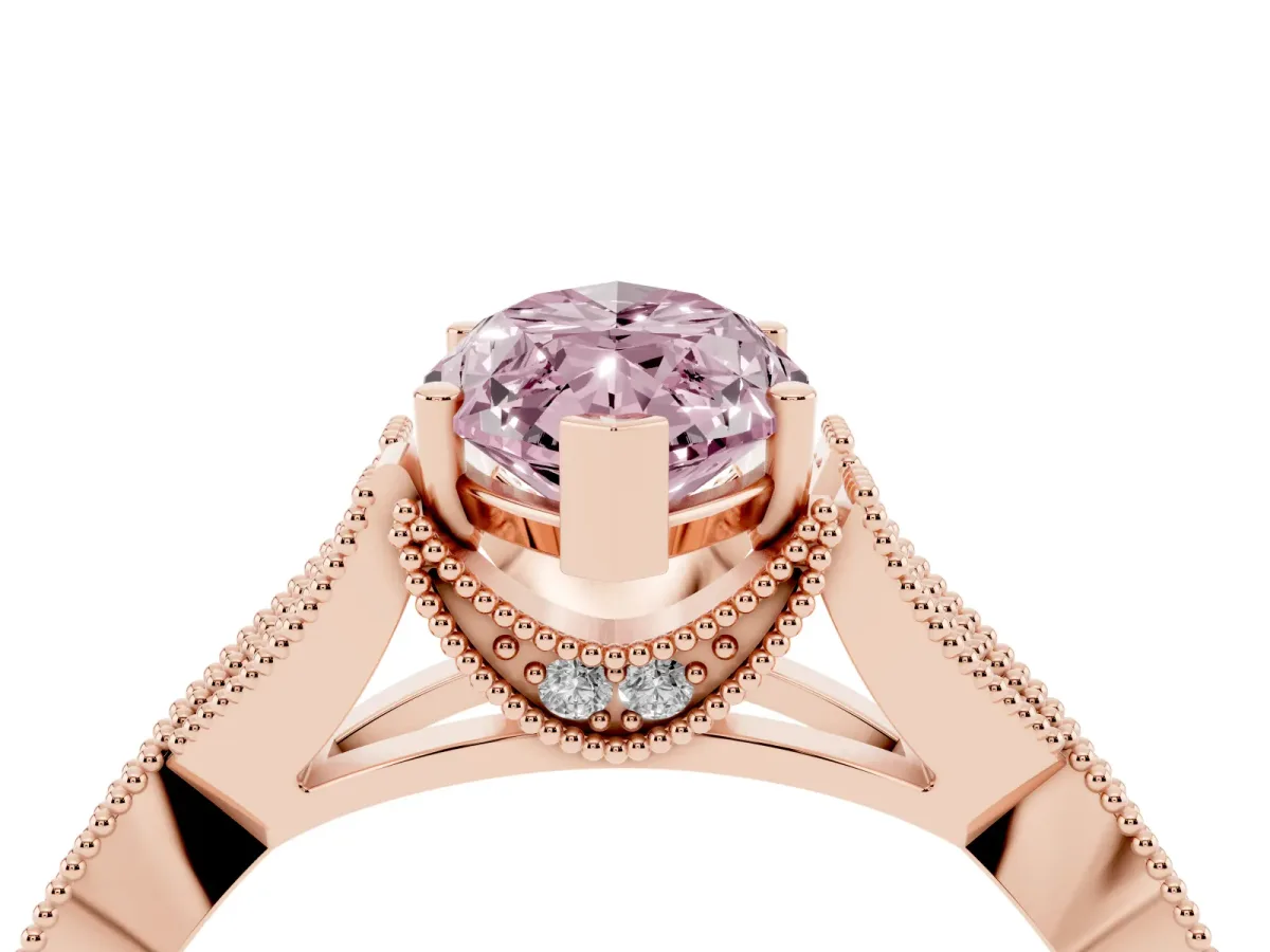Fancy Pink Marquise Cut Cut Diamond Twisted Band with Milgrain Pave Setting and Four-Prong Setting Rose gold