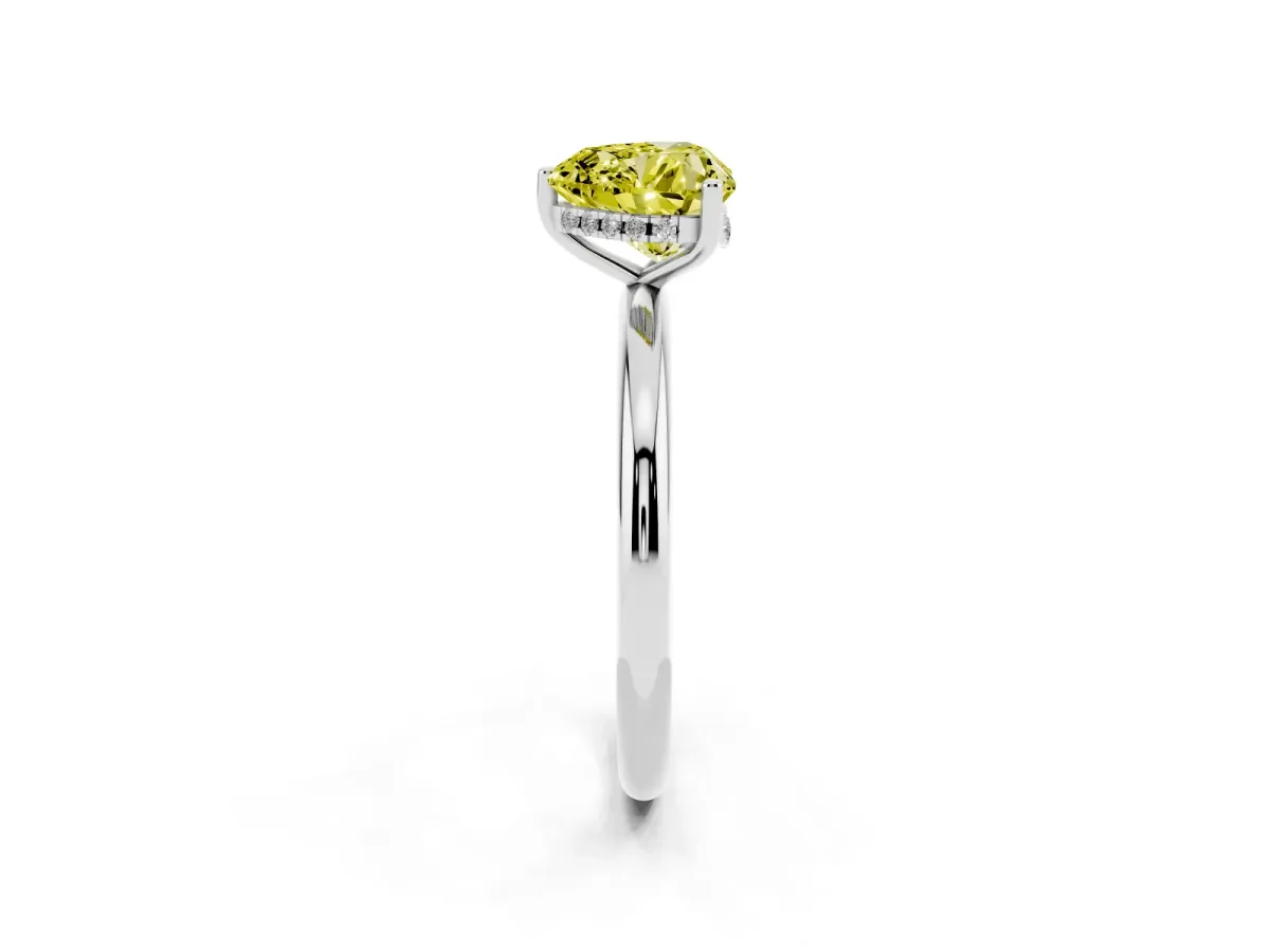 Fancy Yellow Heart Cut Cut Solitaire Engagement Ring with Four-Prong Setting and Classic Band Silver