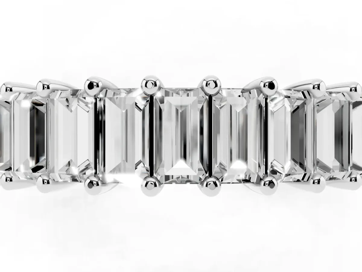 Baguette Cut Eternity Band with Shared Prong Setting Platinum