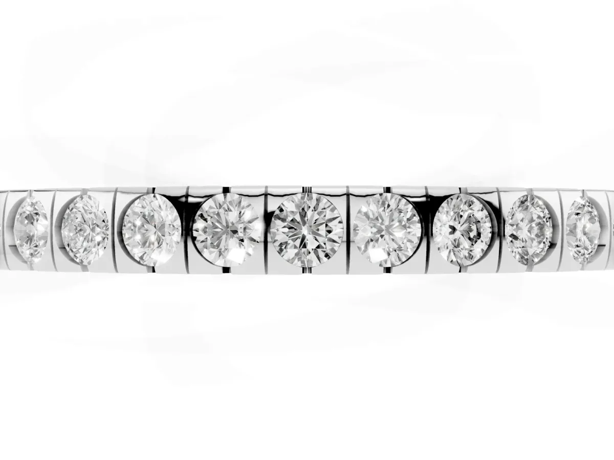 Round Cut Diamond Pavé Set Eternity Band Silver