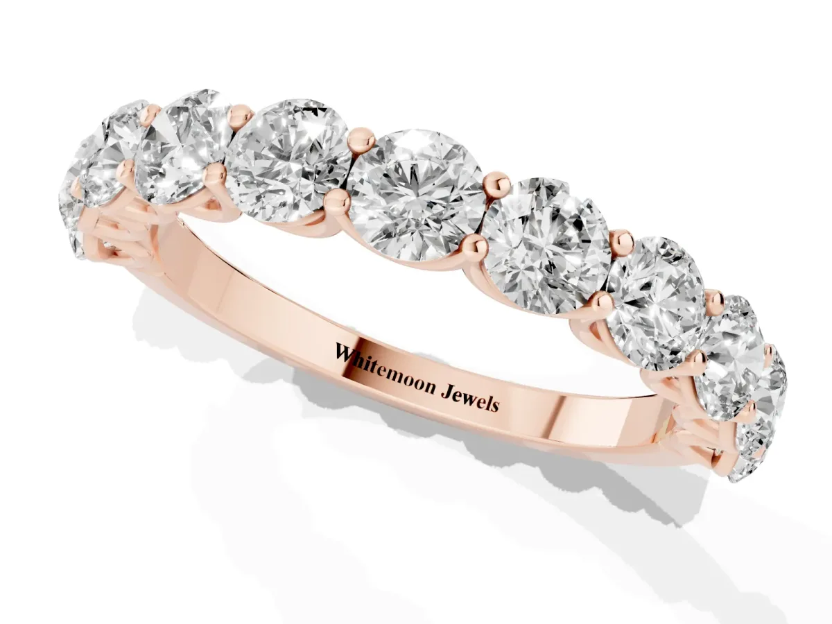 Round Diamond Shared Prong Eternity Band Rose gold