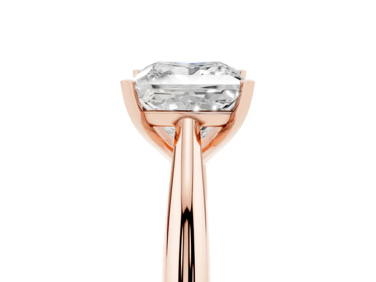 Princess Cut Diamond Solitaire Engagement Ring with Cathedral Setting and Four-Prong Mount Rose gold