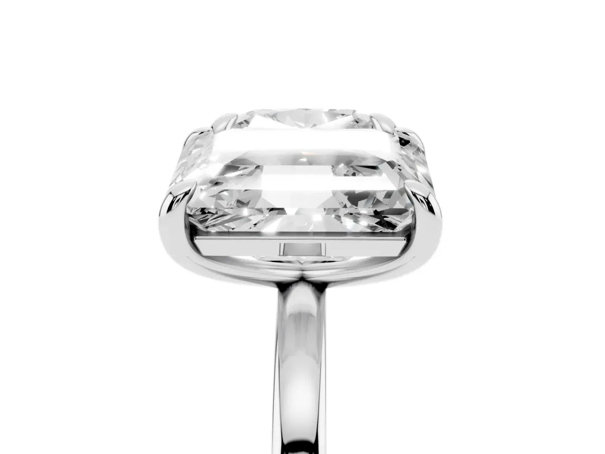 Cushion and Emerald Toi Moi Ring with Prong Setting and Plain Band Silver