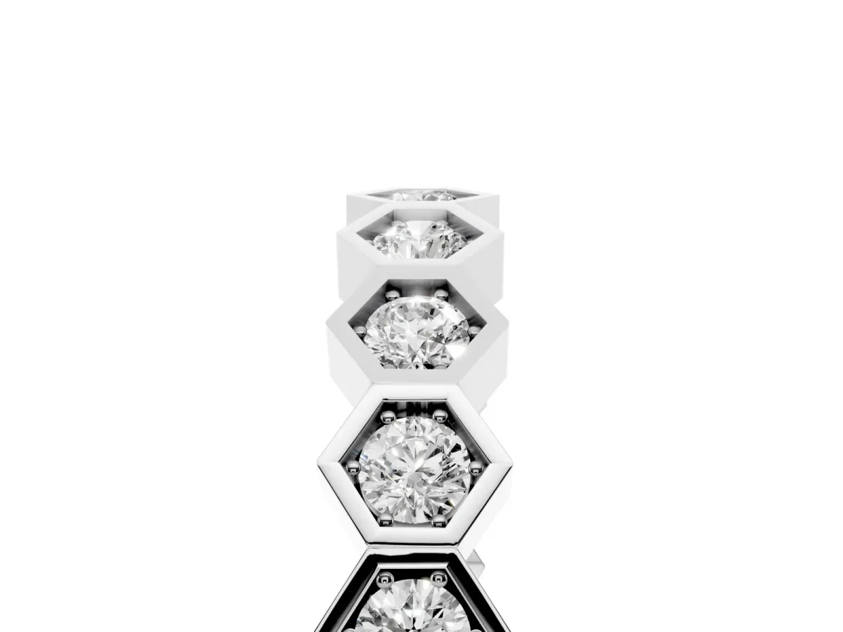 Hexagon Pave Diamond Eternity Band with Bezel Setting White gold