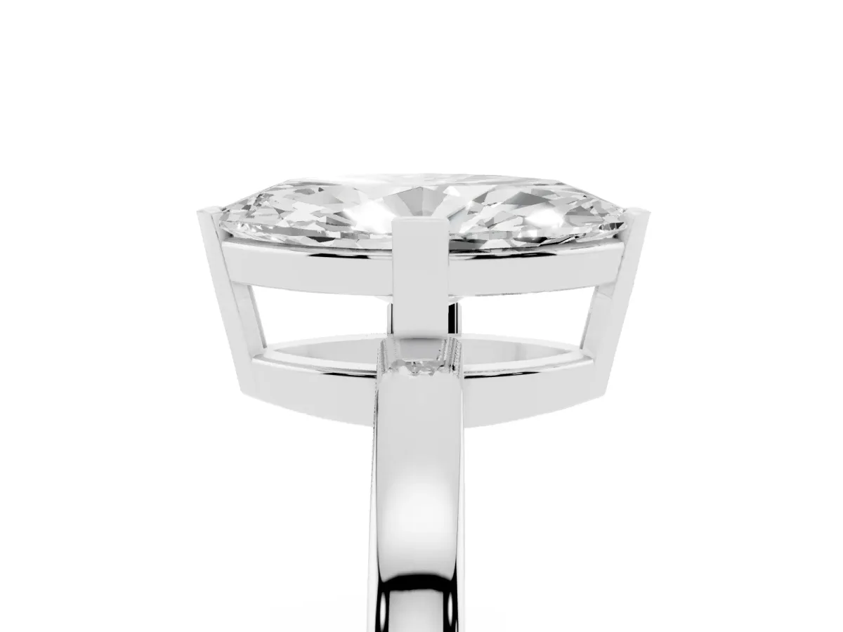 Marquise Cut Cut Solitaire Ring with Four-Prong Setting and Classic Band Platinum