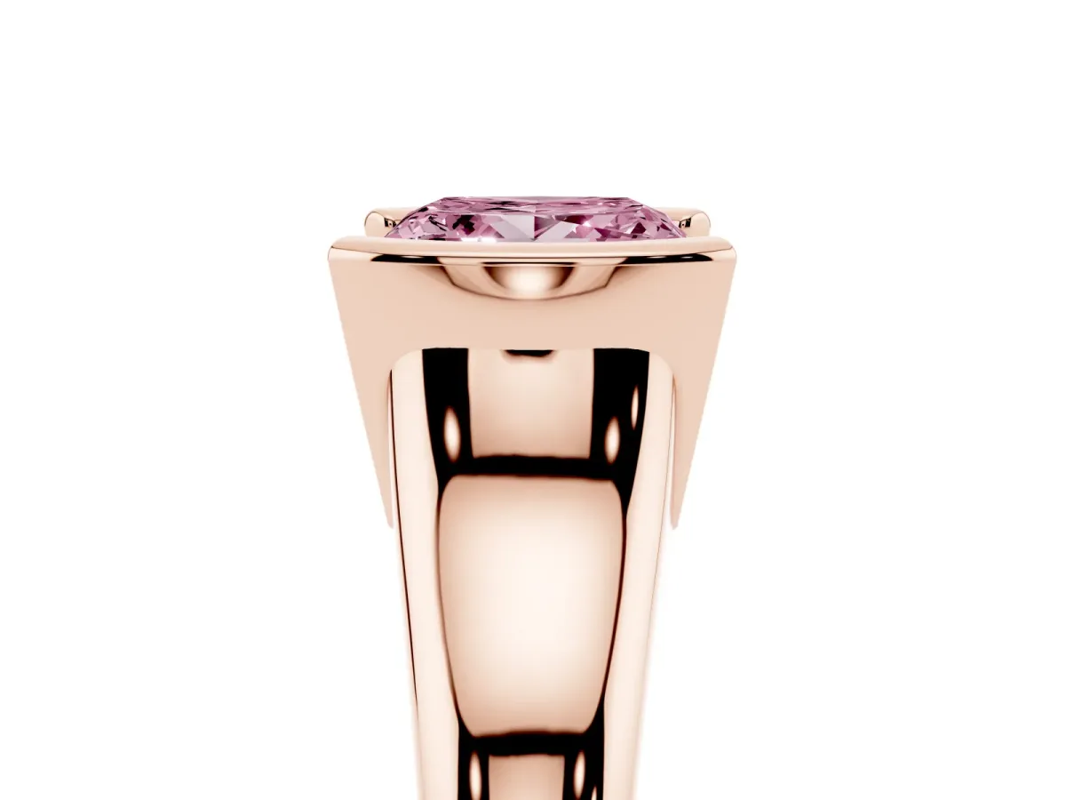 Fancy Pink Princess Cut Solitaire Tension Set Diamond Ring with Split Shank Band Rose gold