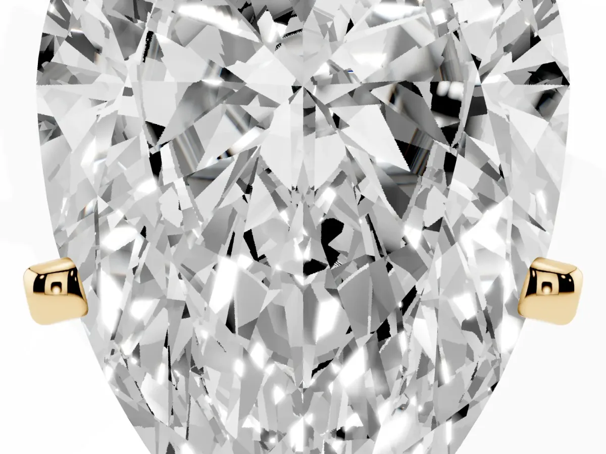 Pear Cut Diamond Solitaire Ring with Prong Setting and Classic Band Yellow gold