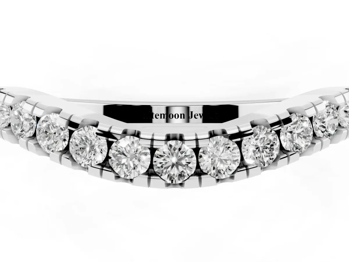 Diamond Pavé Curved Wedding Band Silver