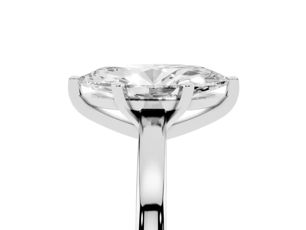 Marquise Cut Solitaire Diamond Engagement Ring with Four-Prong Setting on a Classic Band Silver