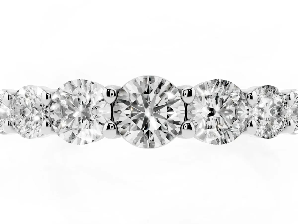 Round Diamond Prong-Set Half-Eternity Band Silver