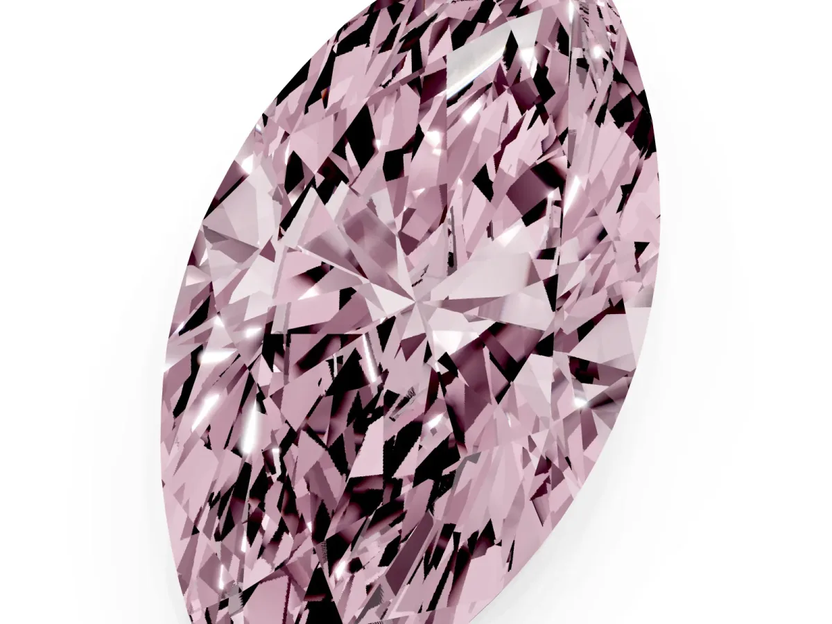Fancy Pink Marquise Cut Cut Cathedral Pave Diamond Engagement Ring with Six-Prong Setting Yellow gold