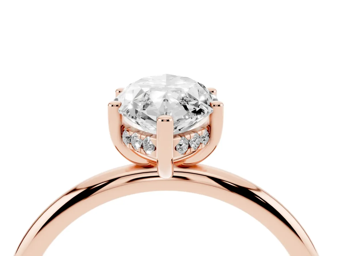 Marquise Cut Cut Solitaire Engagement Ring with Four-Prong Setting and Classic Band Rose gold
