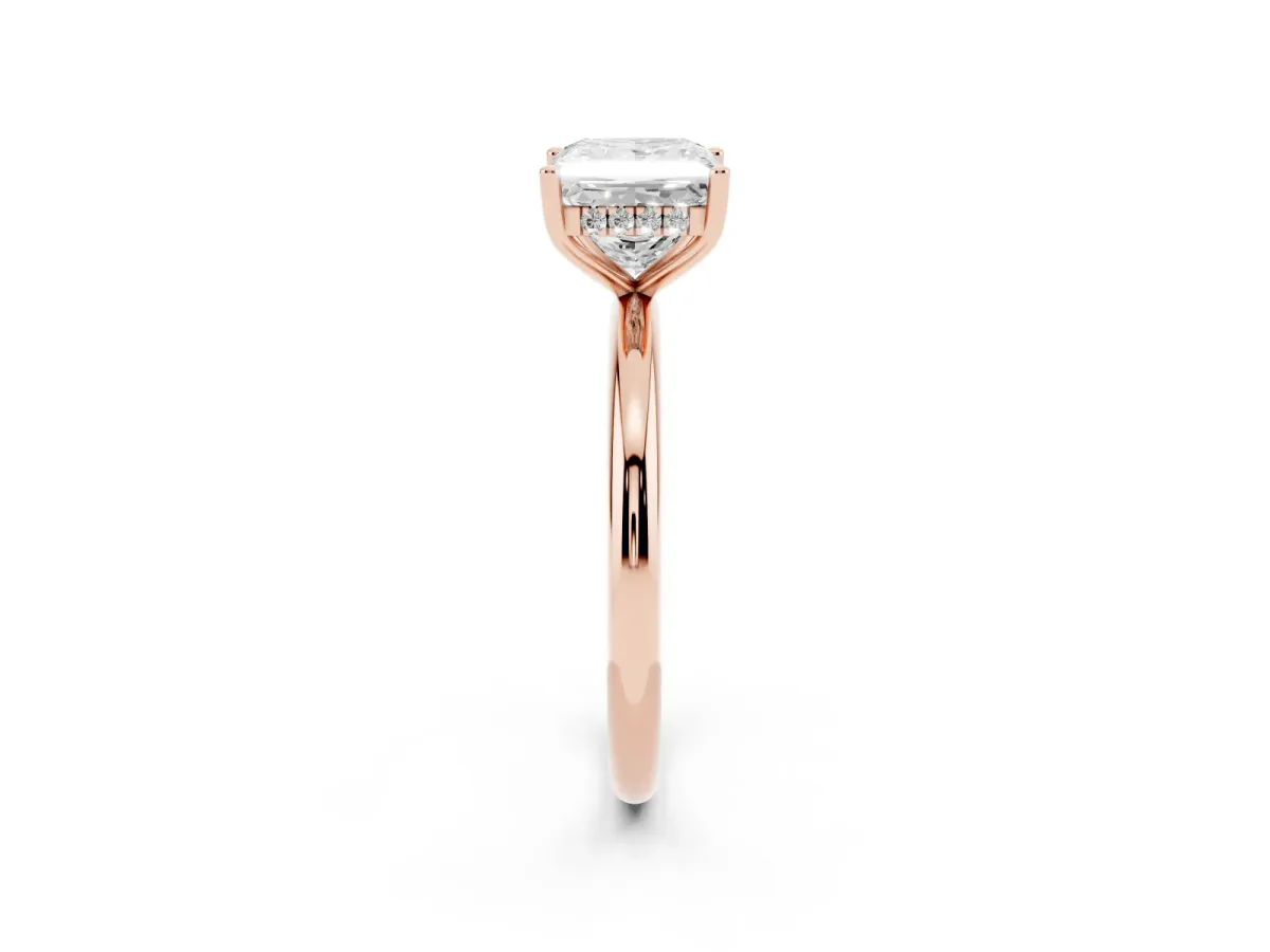 Princess Cut Cut Solitaire Engagement Ring with Four-Prong Setting and Classic Band Rose gold