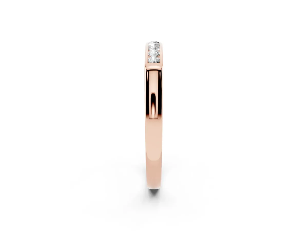 Channel Set Round Diamond Flat Band Rose gold