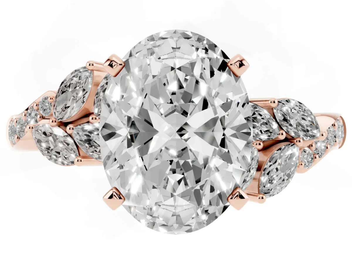 Oval Cut Solitaire Marquise Twist Band with Six-Prong Setting Rose gold