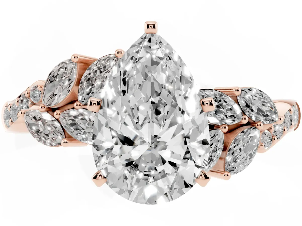 Pear Cut Solitaire Marquise Twist Band with Six-Prong Setting Rose gold