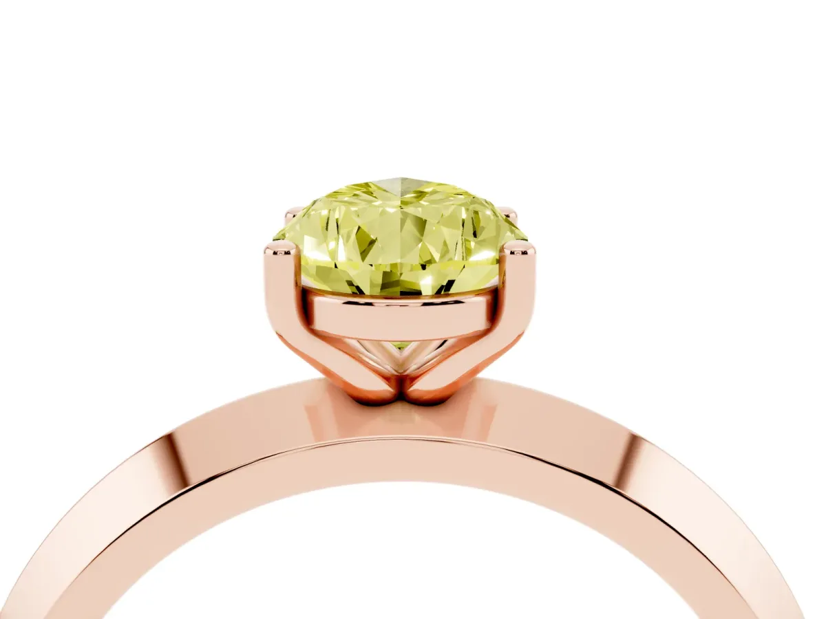 Fancy Yellow Pear Cut Cut Solitaire Engagement Ring with Flat Band and Four-Prong Setting Rose gold