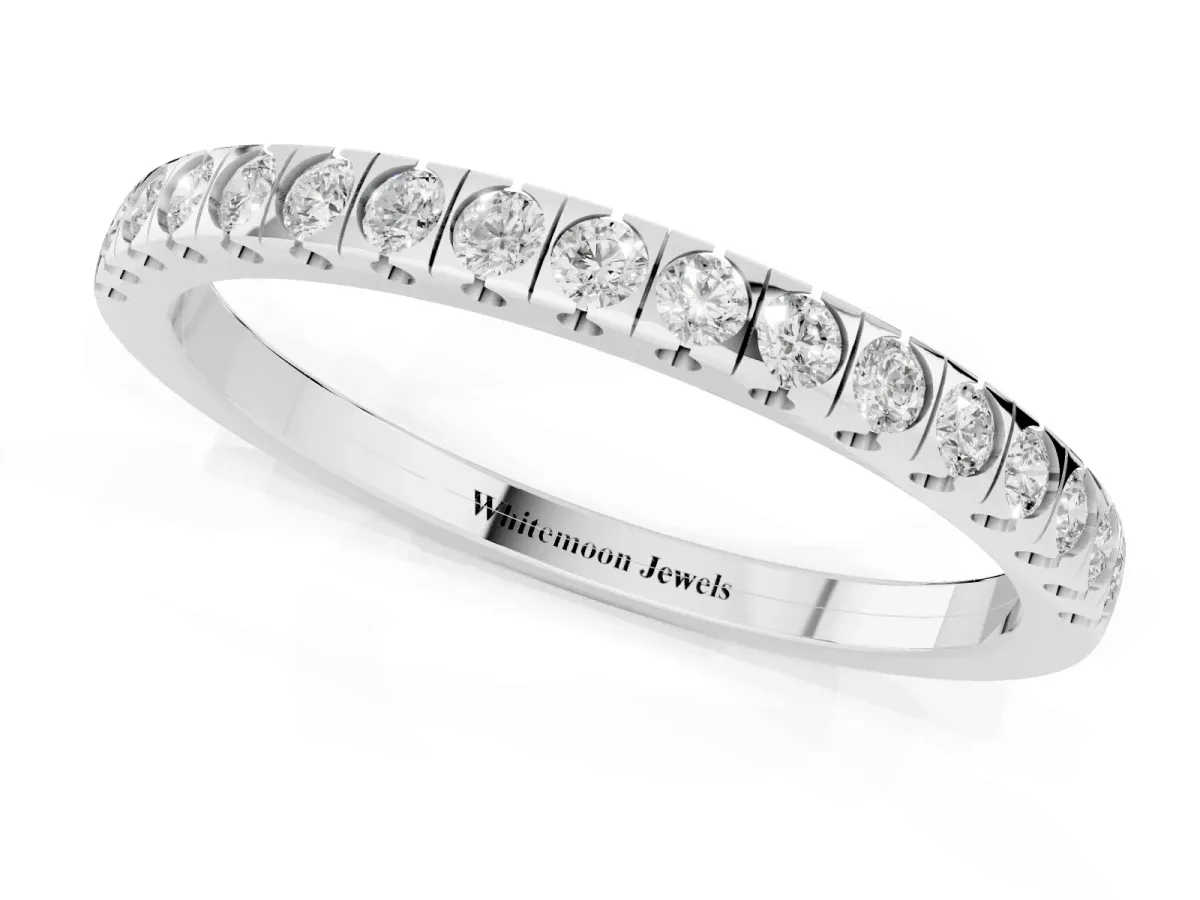Round Cut Diamond Pavé Set Eternity Band Silver