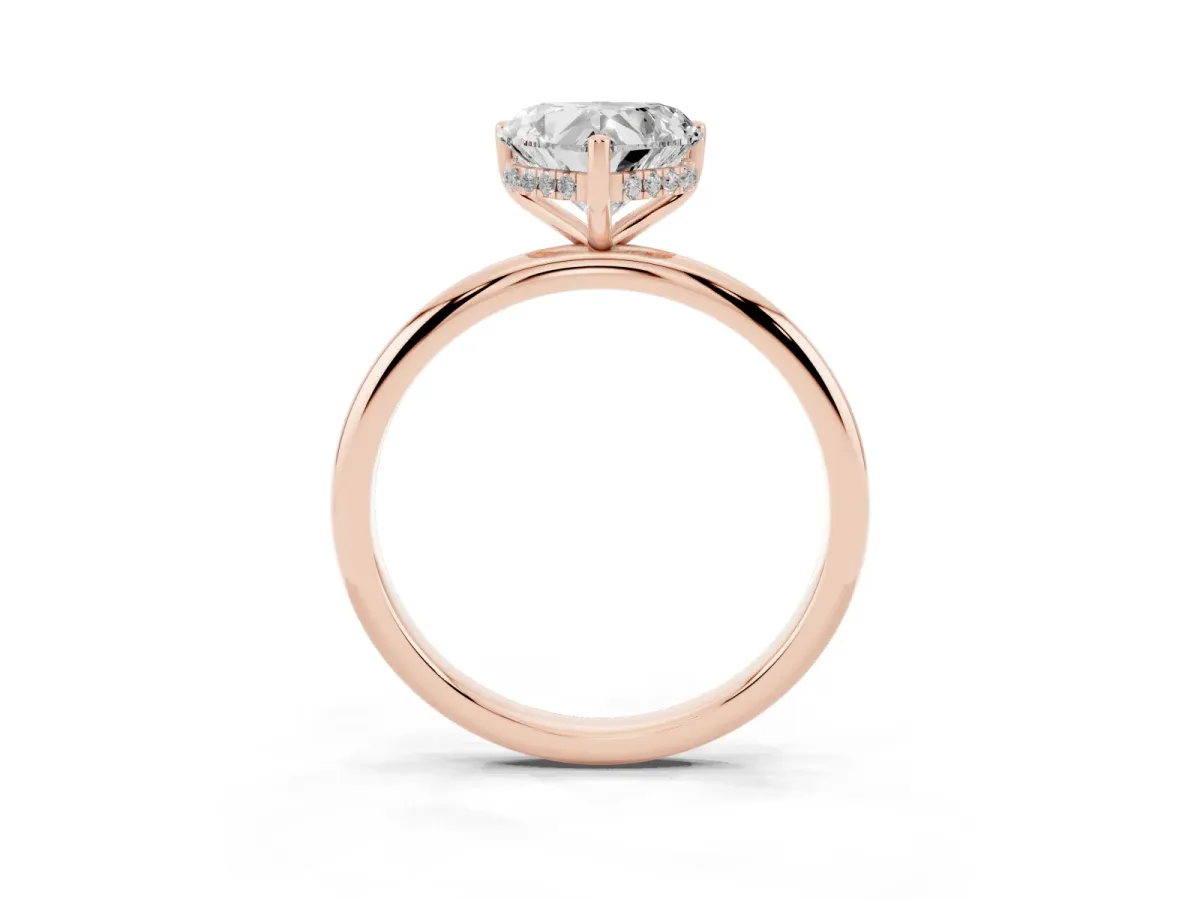 Heart Cut Cut Solitaire Engagement Ring with Four-Prong Setting and Classic Band Rose gold