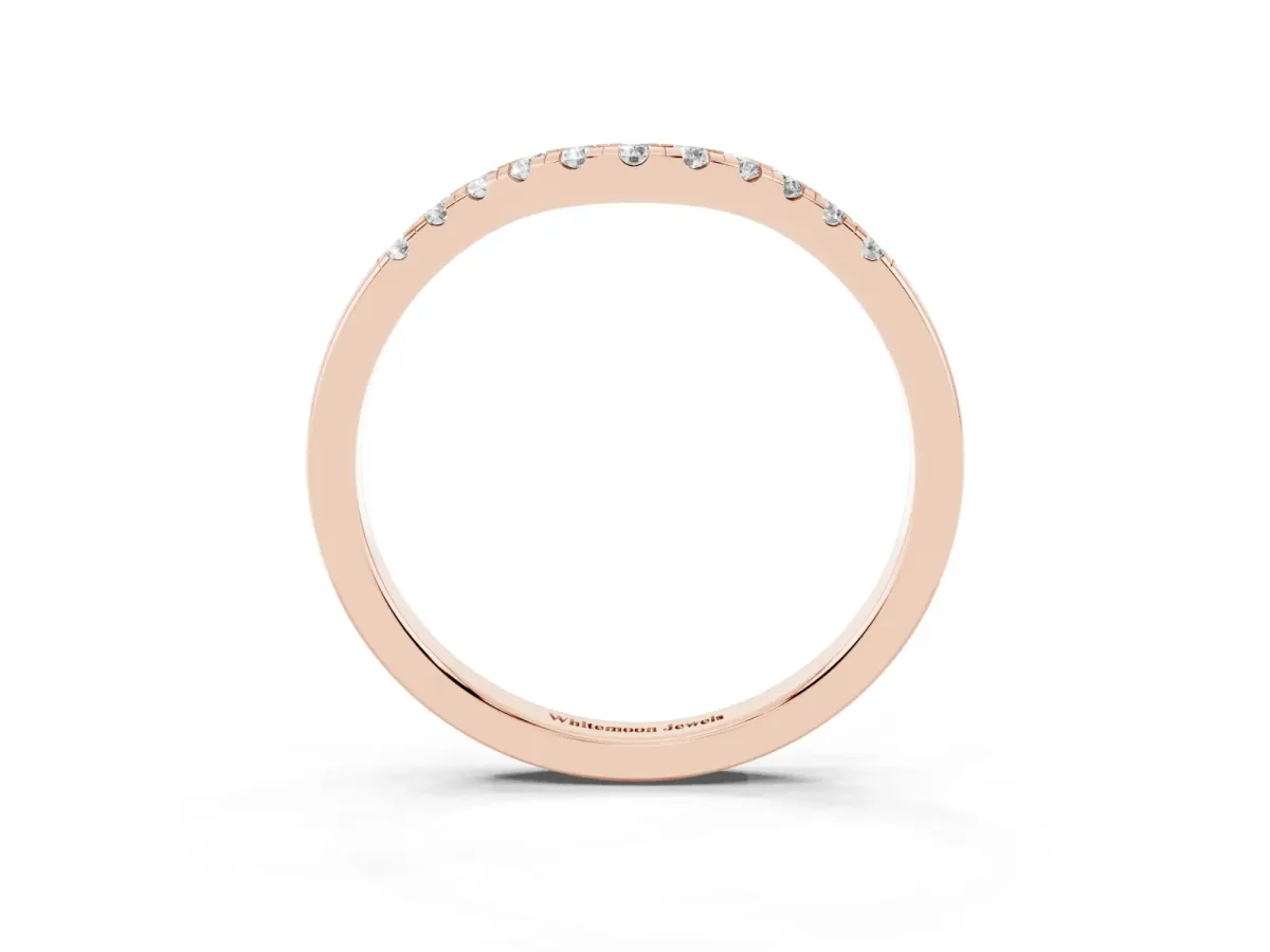Round Diamond Curved Pavé Wedding Band Rose gold