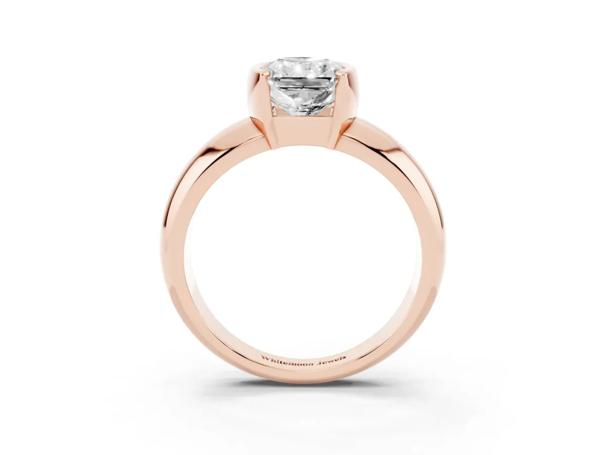 Radiant Cut Solitaire Tension Set Diamond Ring with Wide Band Rose gold