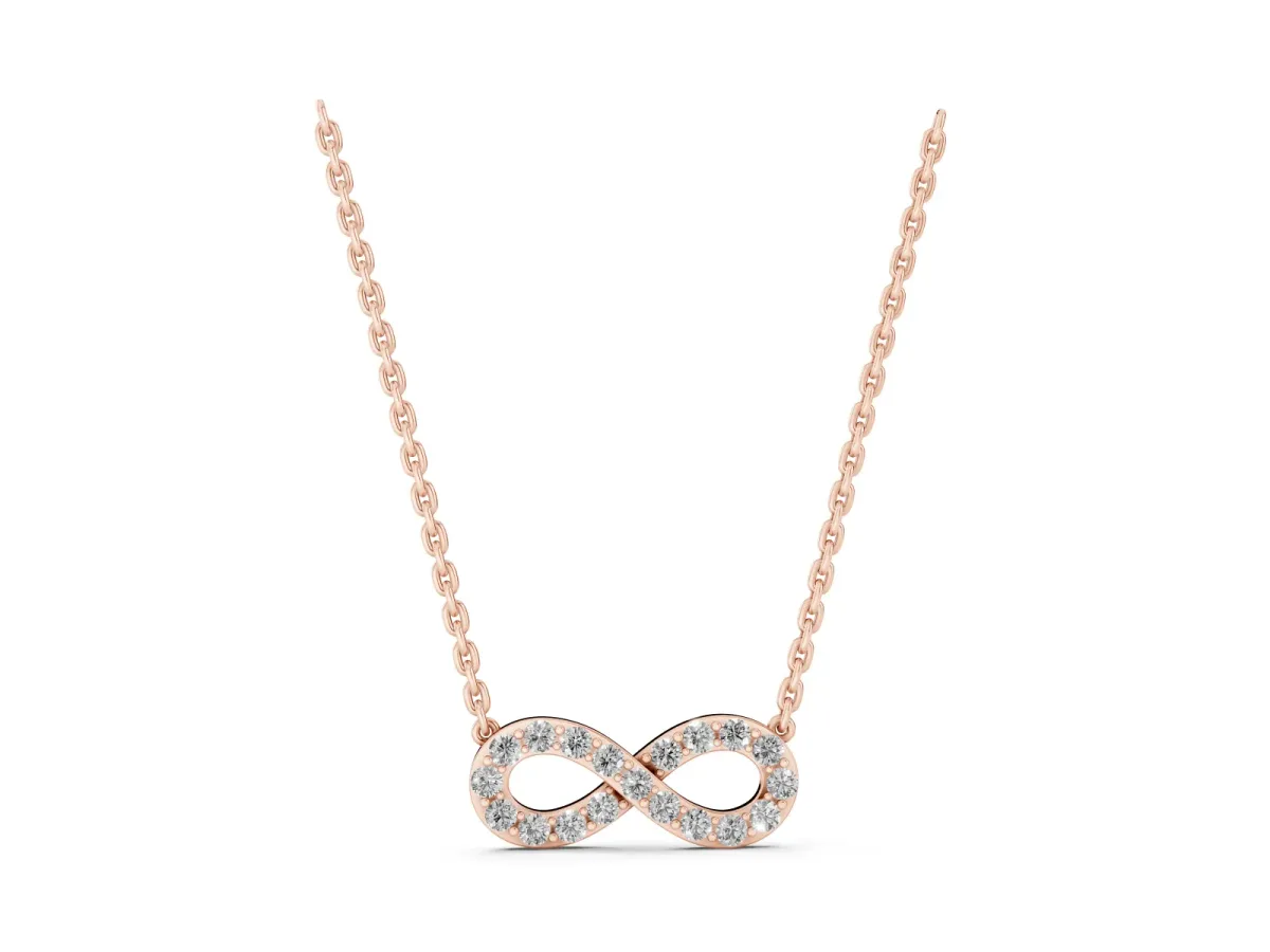Infinity Pendant with Round Diamond Pavé Setting Rose gold