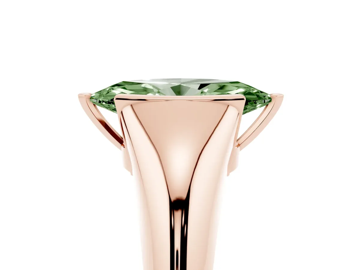 Fancy Green Marquise Cut Solitaire Tension Set Diamond Ring Rose gold