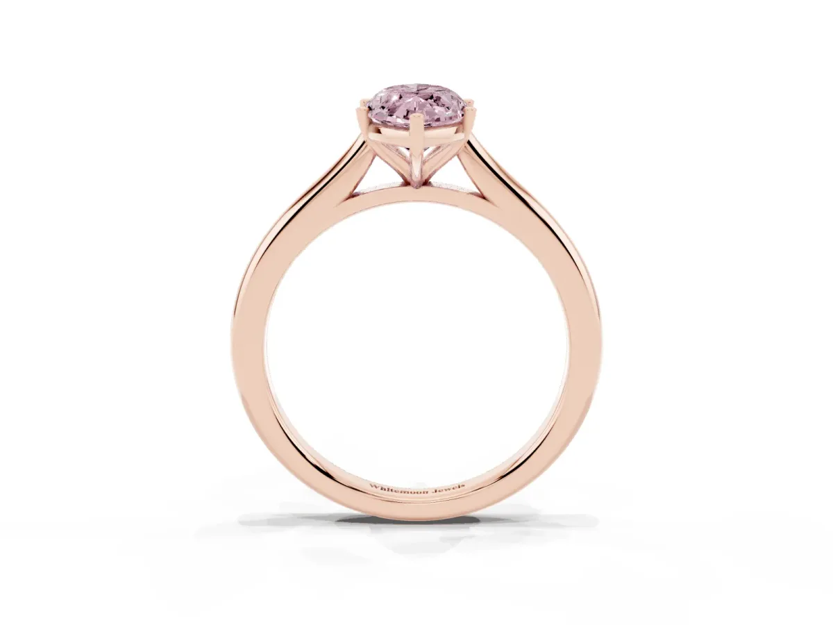 Fancy Pink Marquise Cut Cut Solitaire Ring with Cathedral Band and Four-Prong Setting Rose gold