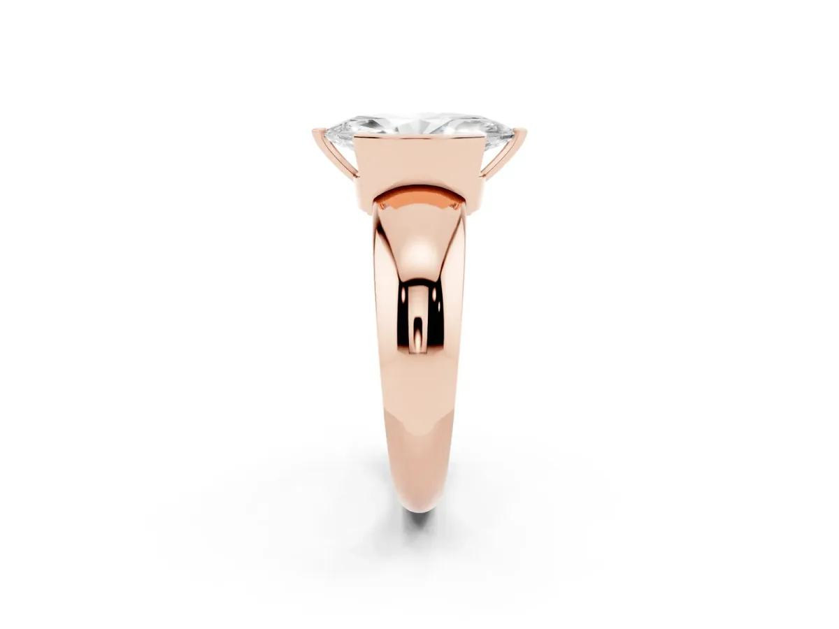 Marquise Cut Solitaire Tension Set Diamond Ring with Wide Band Rose gold