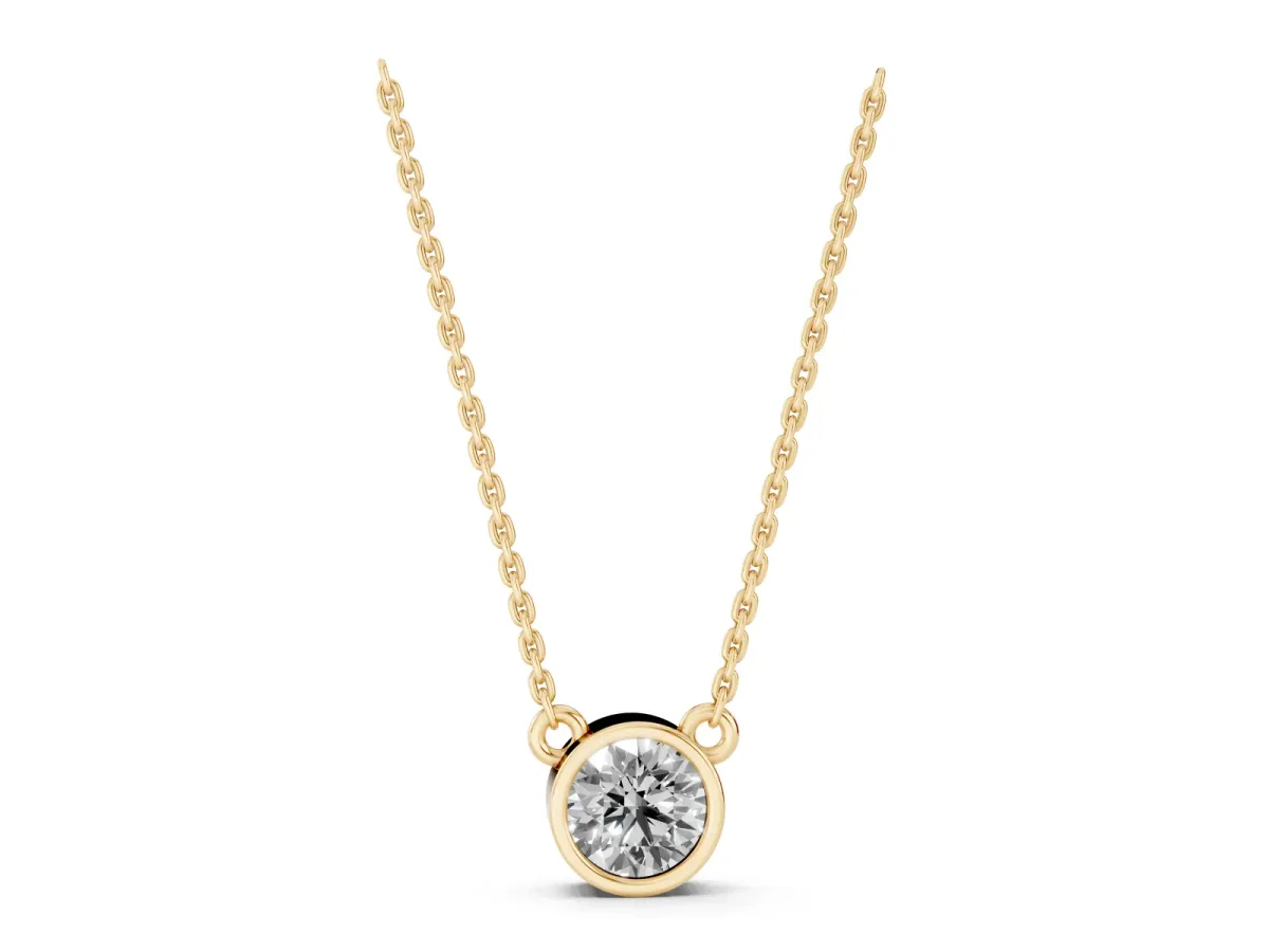 Bezel Round Solitaire Pendant Yellow gold